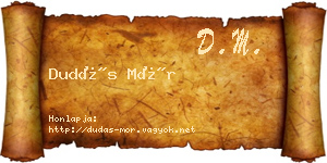 Dudás Mór névjegykártya